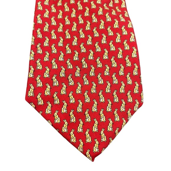 Brooks brothers makers silk tie lot made in USA bunnies paisley cranberry red - Picture 2 of 5